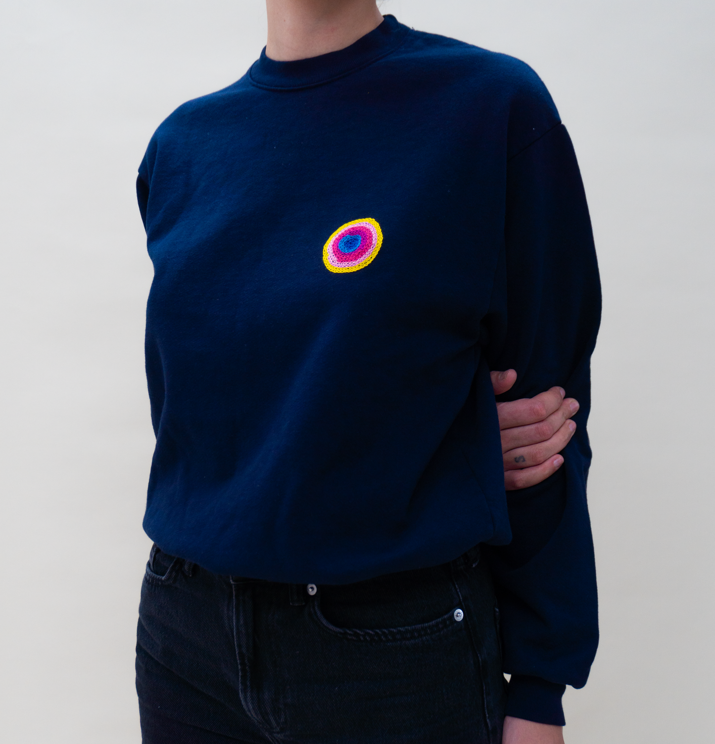 Hand Embroidered Sweatshirt - Yellow Symbol