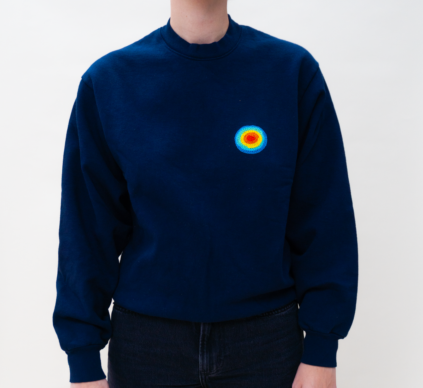 Hand Embroidered Sweatshirt - Blue Symbol