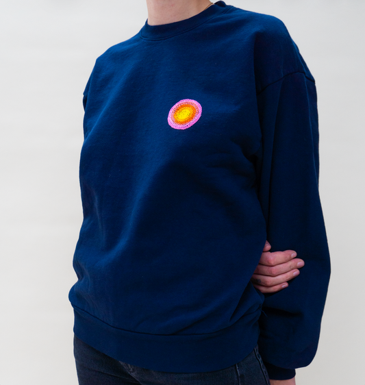 Hand Embroidered Sweatshirt - Pink Symbol